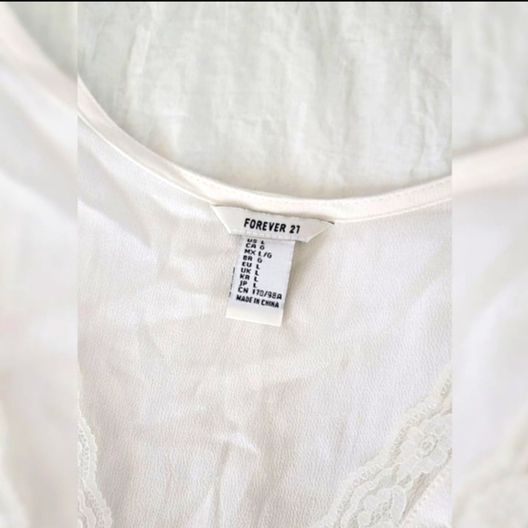 Forever 21 White Linen Gauze Lace Mini Dress (L) - Picture 2 of 2